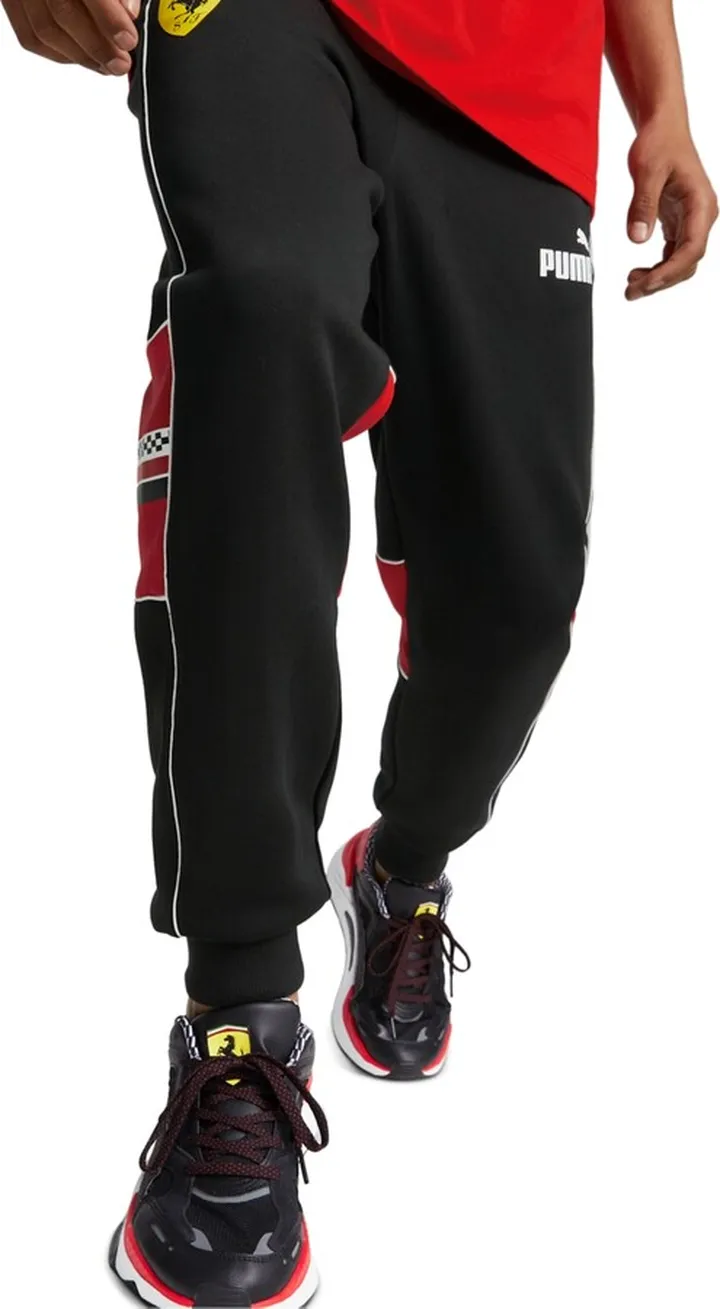 Puma Men's Ferrari Race Sds Drawstring Sweatpants with Checkered Print Inserts