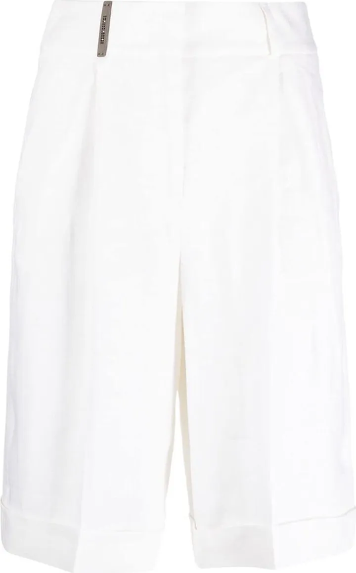 Pressed-Crease Linen Shorts