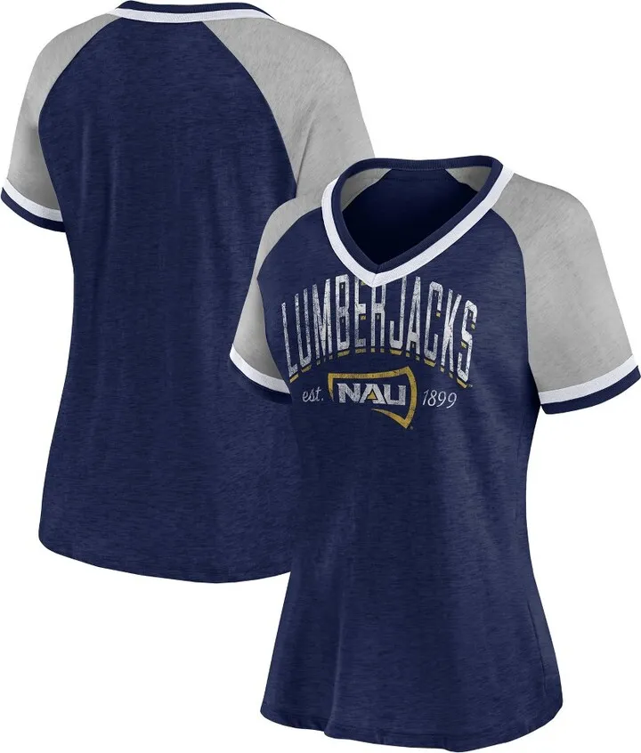 NCAA Northern Arizona Lumberjacks Women's Gray V-Neck Raglan T-Shirt - XL