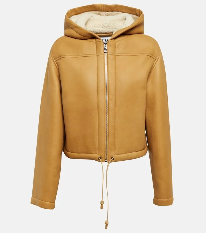 Hooded shearling jacket