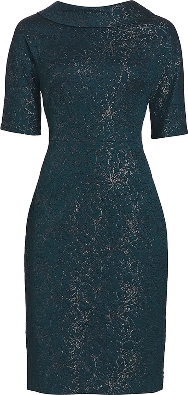 Knee-Length Metallic-Jacquard Dress