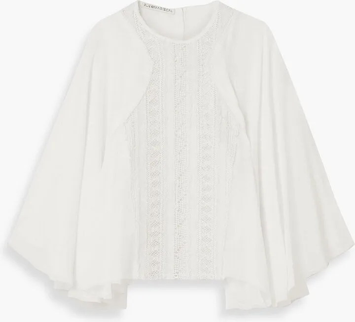 Silk-chiffon and crocheted cotton blouse