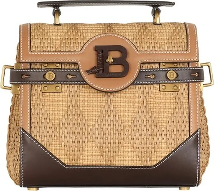 B-Buzz 23 leather and raffia bag