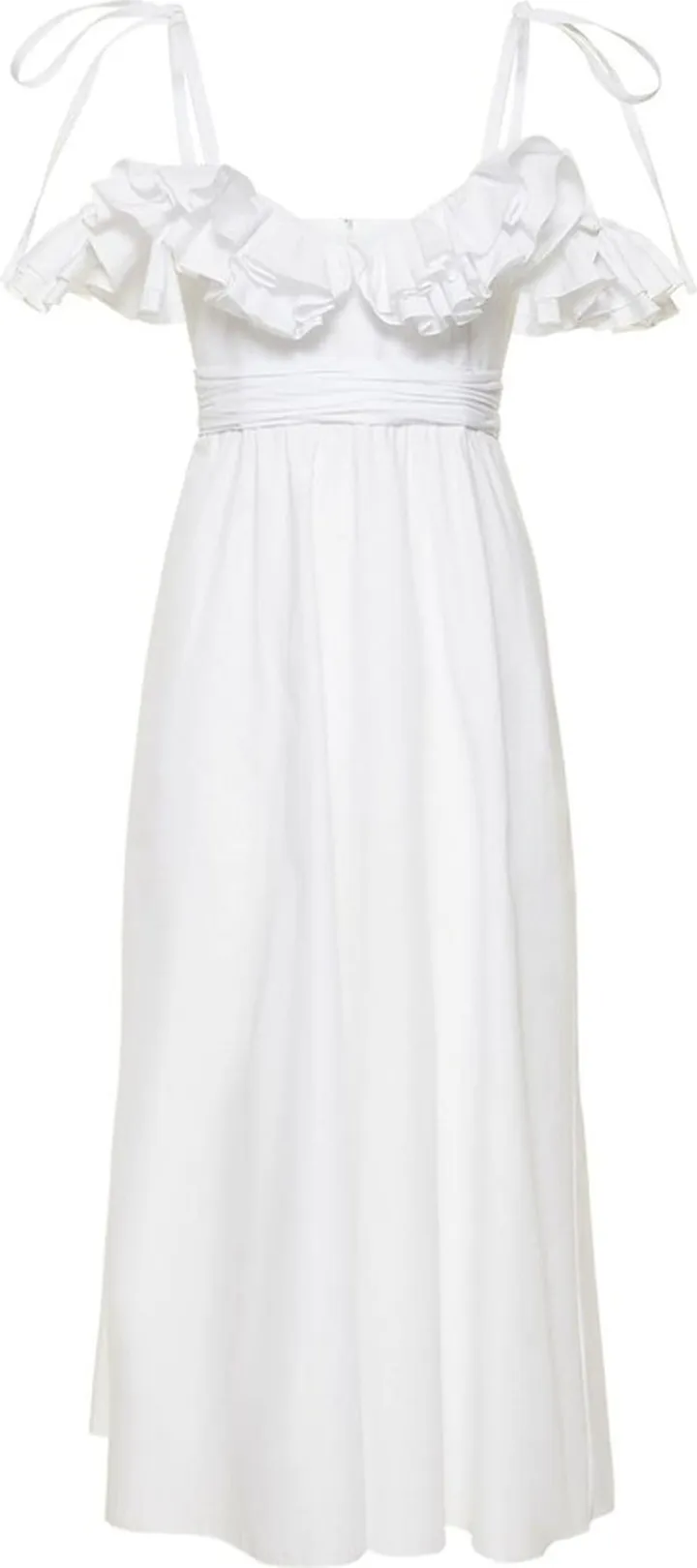 Ruffled cotton poplin midi dress