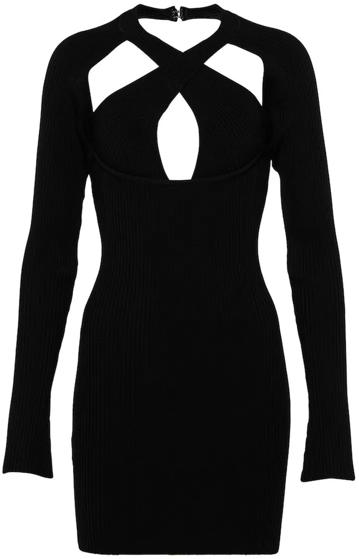 Cutout ribbed-knit minidress