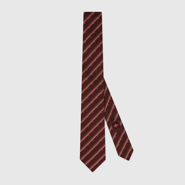Interlocking G silk jacquard tie