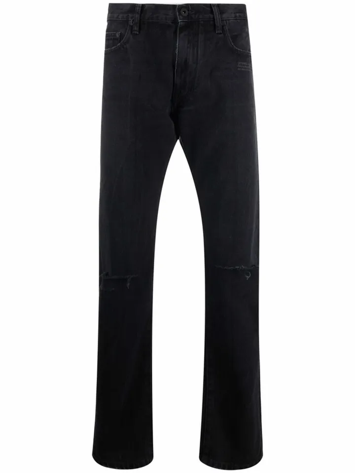Distressed-Effect Slim-Cut Jeans
