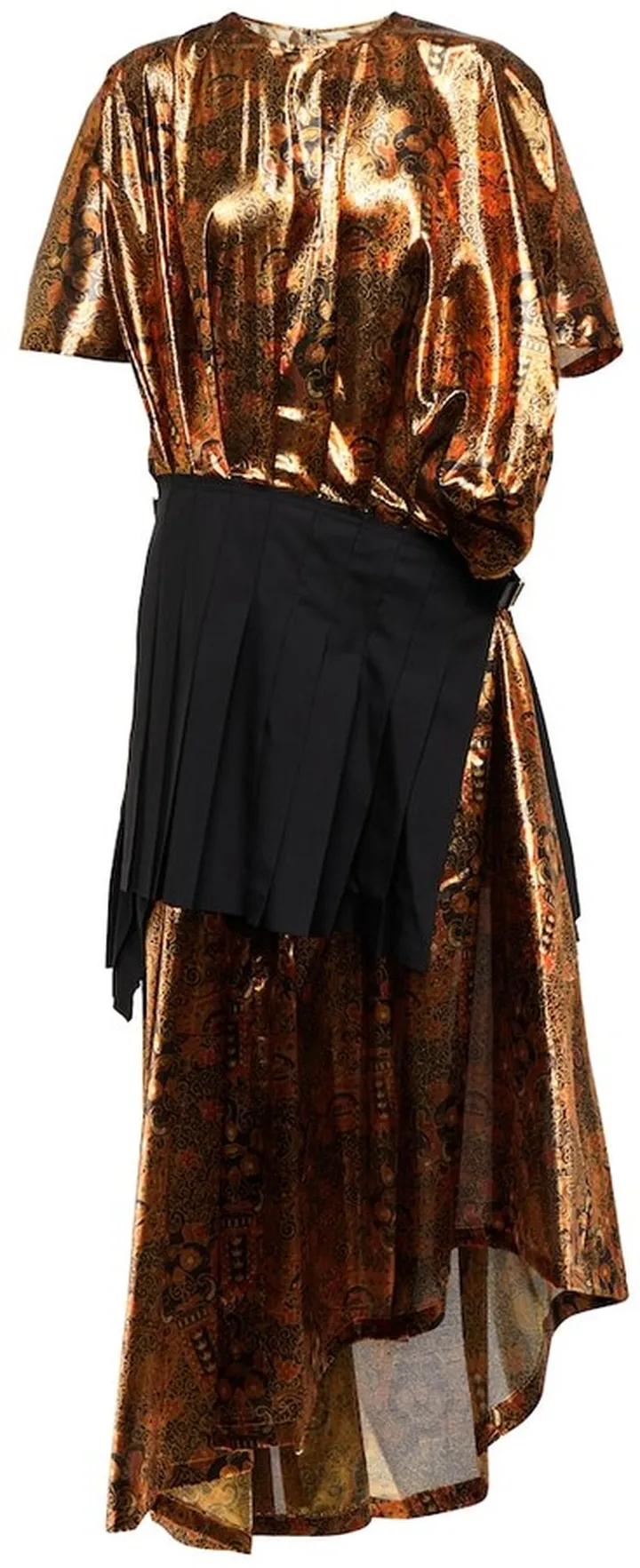 Lame asymmetric midi dress