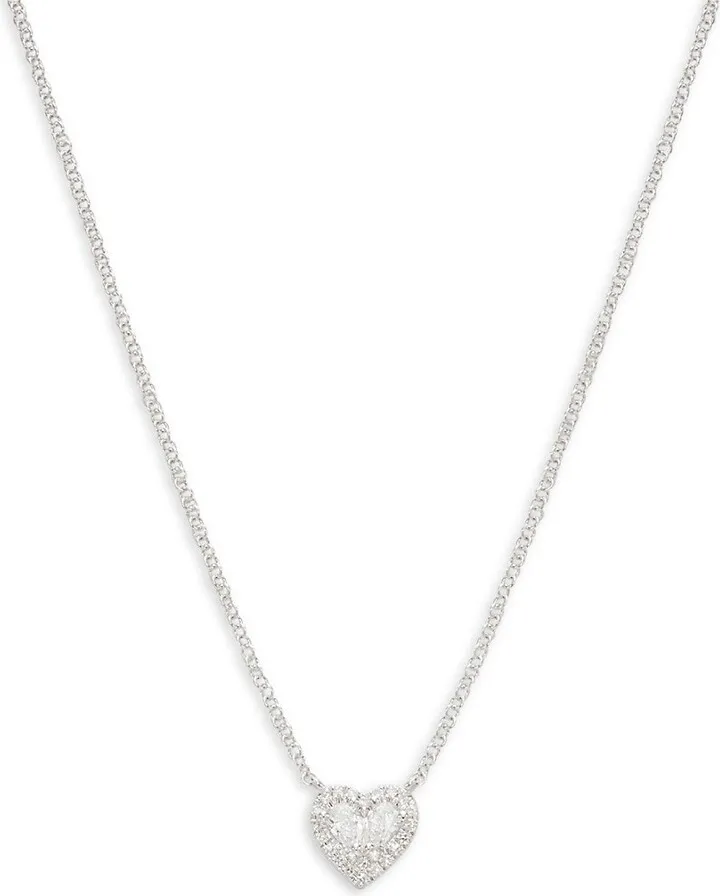 14K White Gold & 0.21 TCW Diamond Heart Pendant Necklace