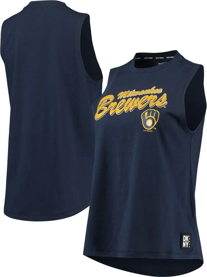 Women's Dkny Sport Navy Milwaukee Brewers Marcie Tank Top