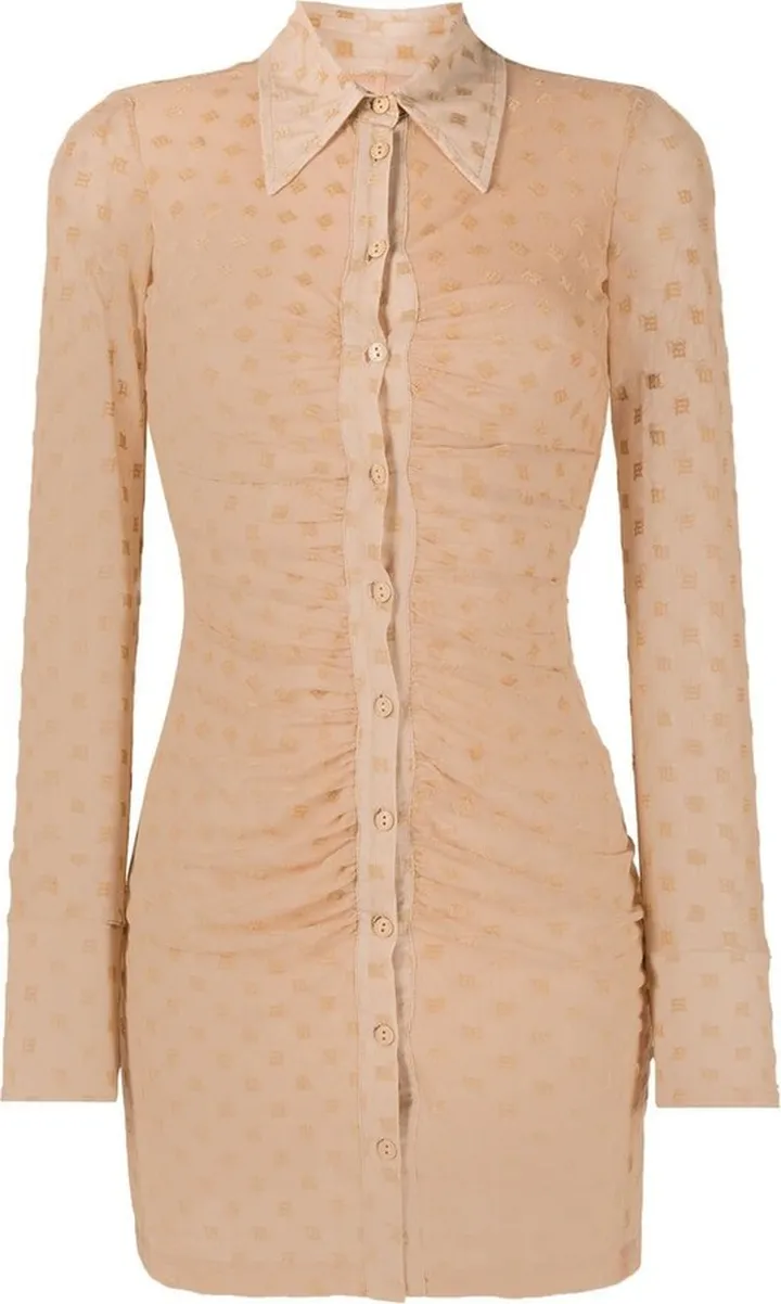 Logo-Embroidered Ruched Dress