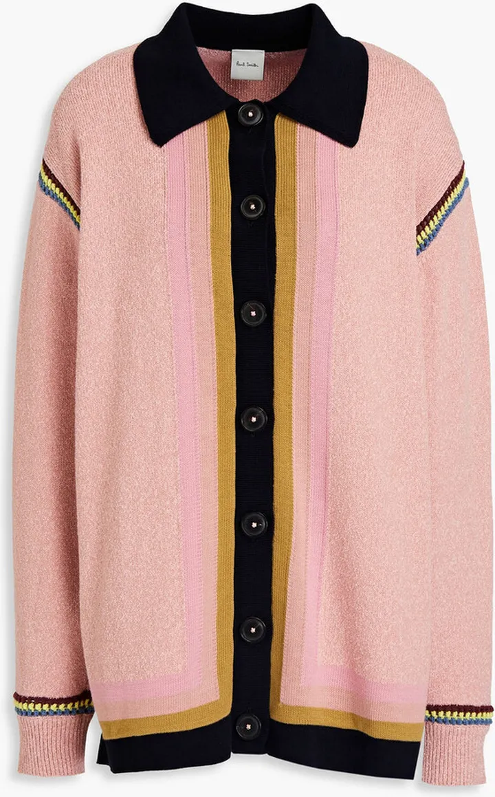Intarsia-knit cotton-blend cardigan