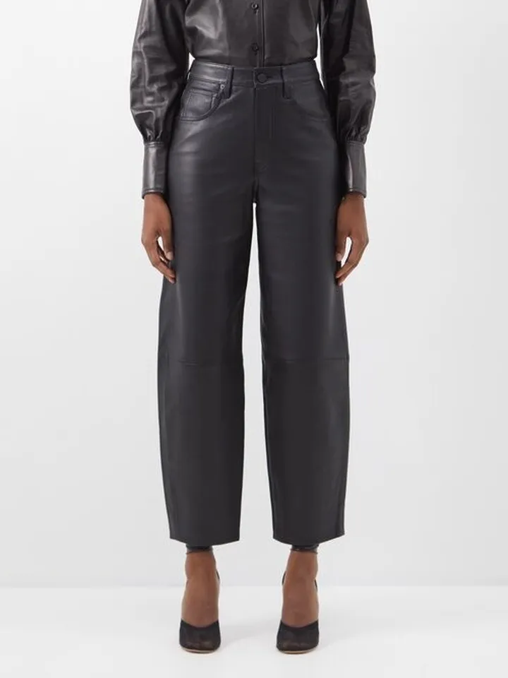 Straight-leg Leather Trousers