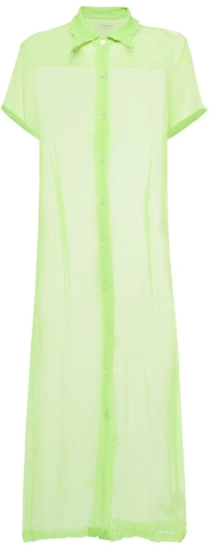Semi-sheer silk maxi shirt dress