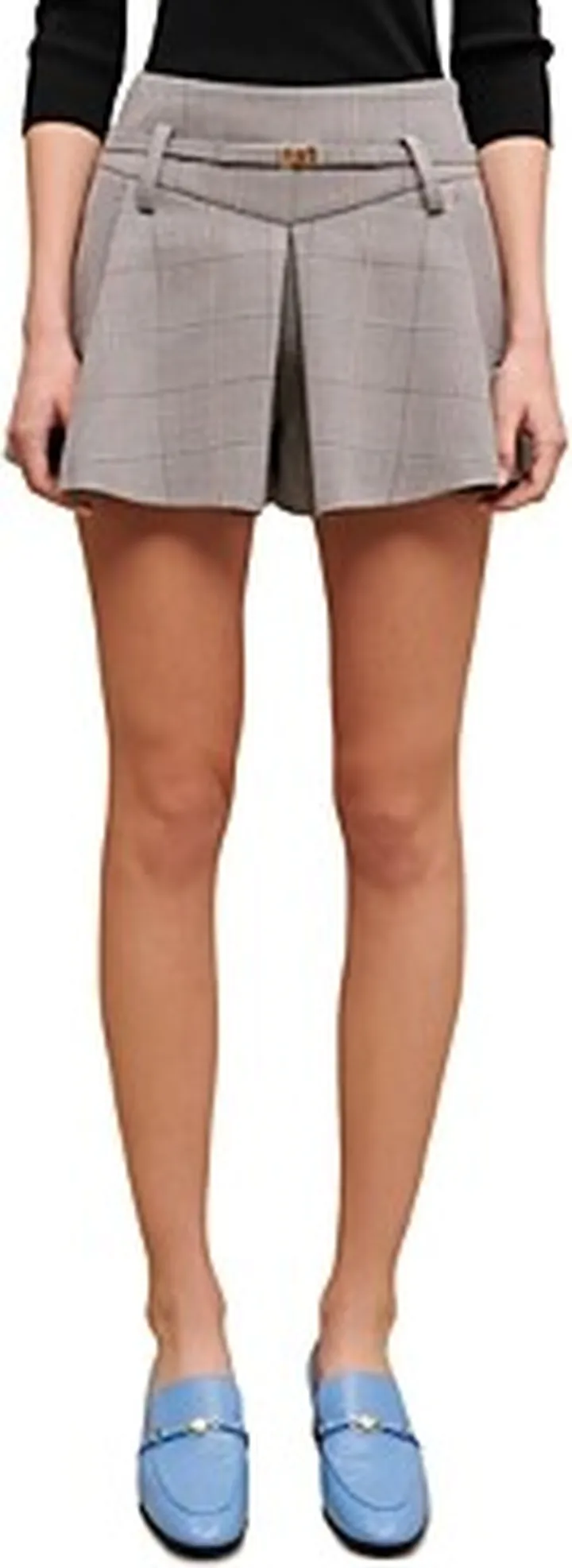 Maje Arreau Belted Plaid Shorts