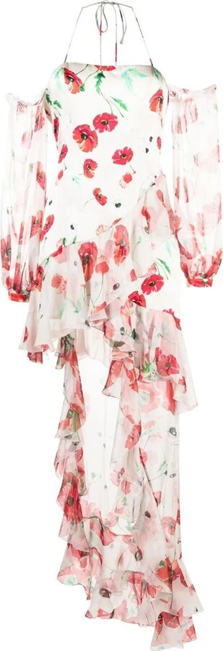 Ruffle-Detail Wrap Silk Dress