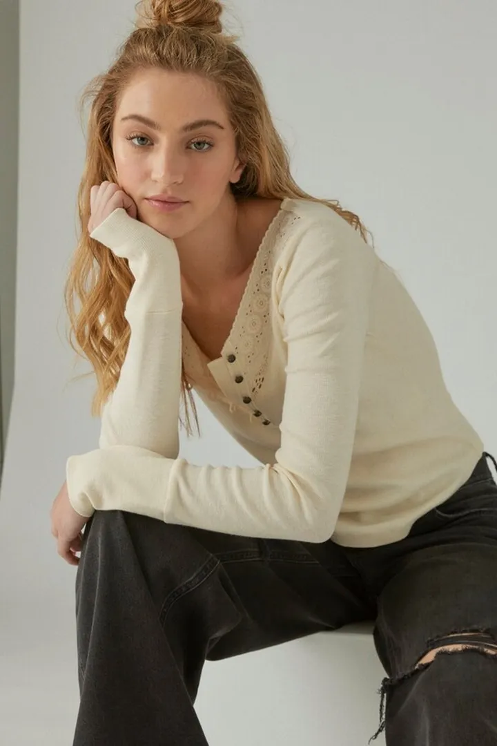 Trim Mix Long Sleeve Henley