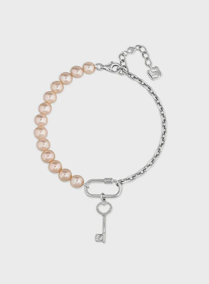 Half Chain Half Pink Frewater Pearls Bracelet