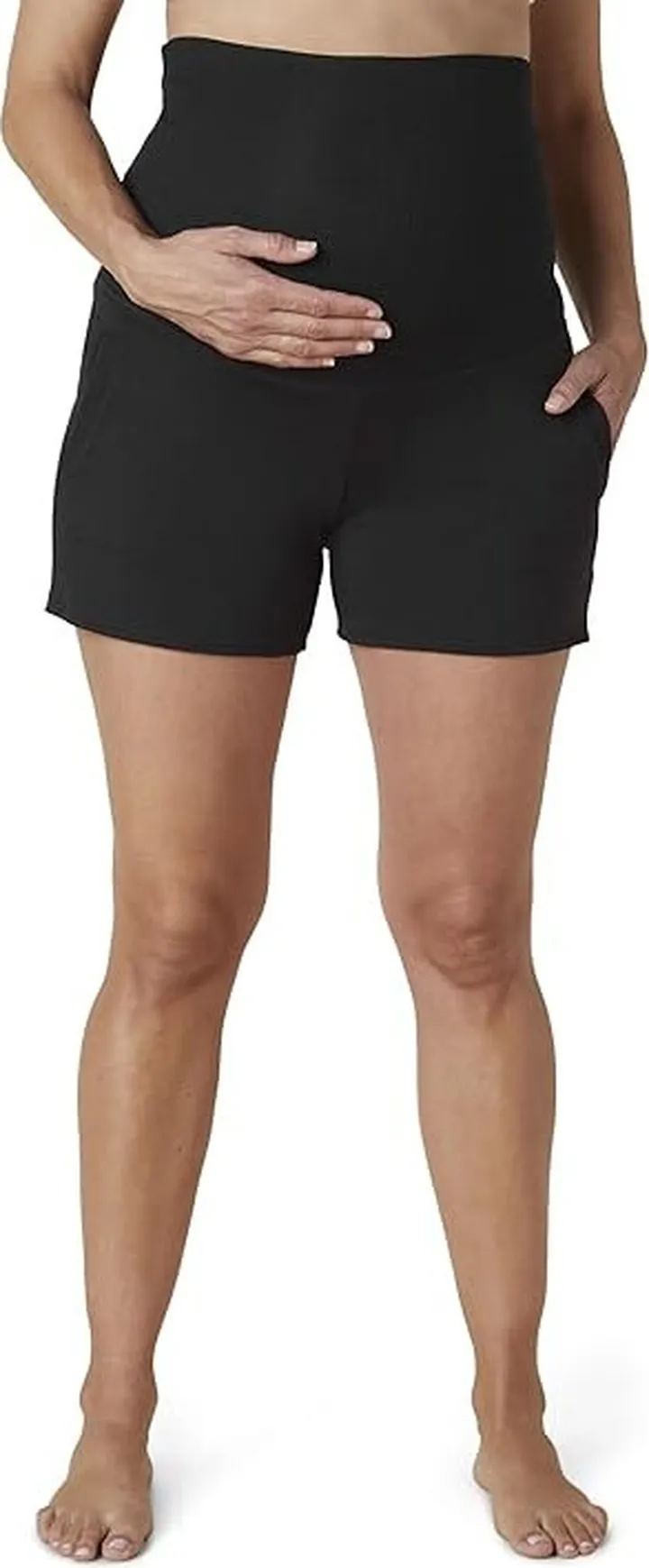 Beyond Yoga Cozy Fleece Maternity Fold-Over Shorts (Black) Women's Clothing