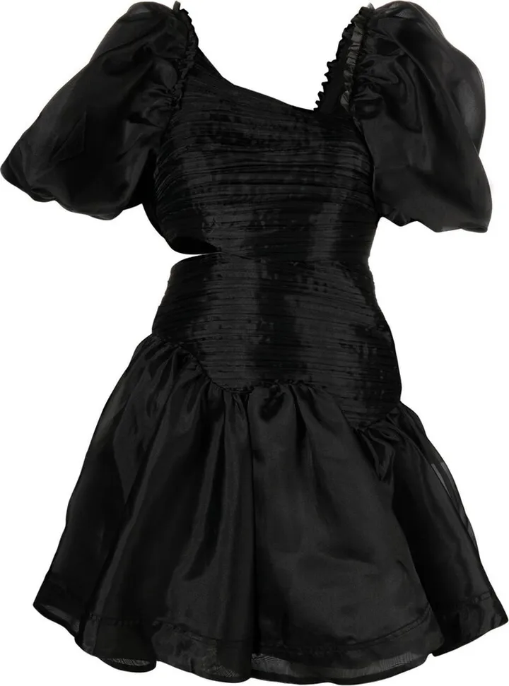 Joan asymmetric puff-sleeves dress