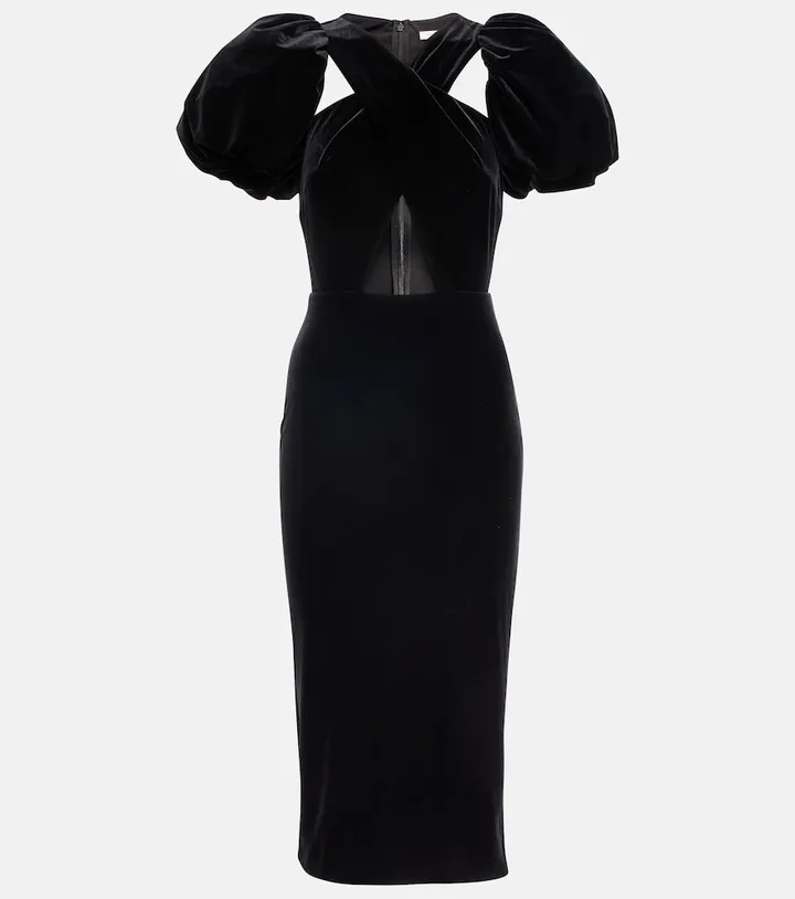Wrap velvet midi dress