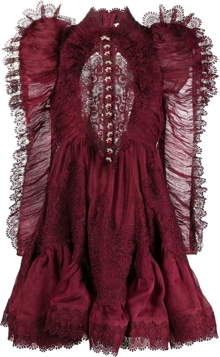 Kaleidoscope doily-ruffle mini dress