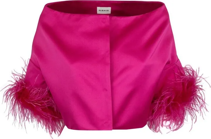 P.A.R.O.S.H. Fur-Trimmed Short-Sleeved Cropped Jacket