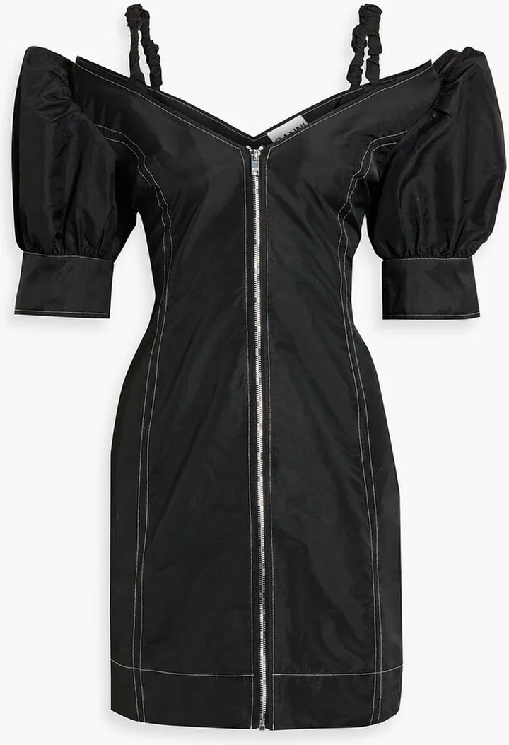 Cold-shoulder shell mini dress