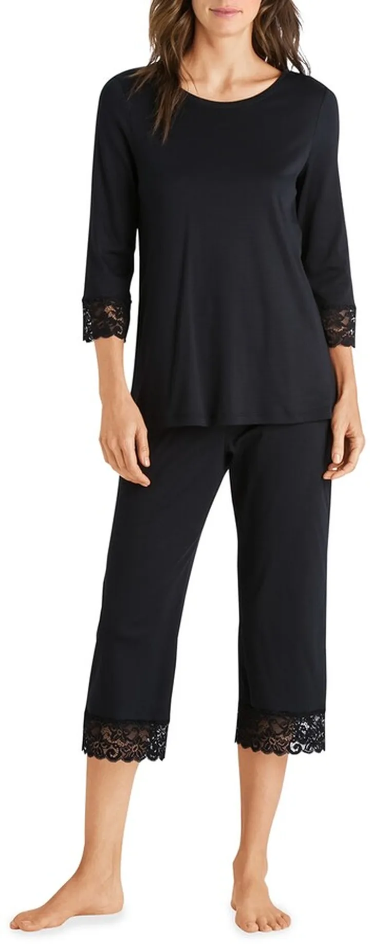 Moments Lace-Trim Cropped Pajama Set