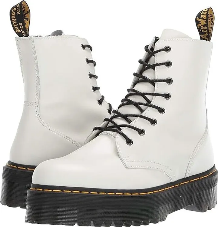 Dr. Martens Jadon 8-Eye Platform Boot (White Polished Smooth) Lace-up Boots