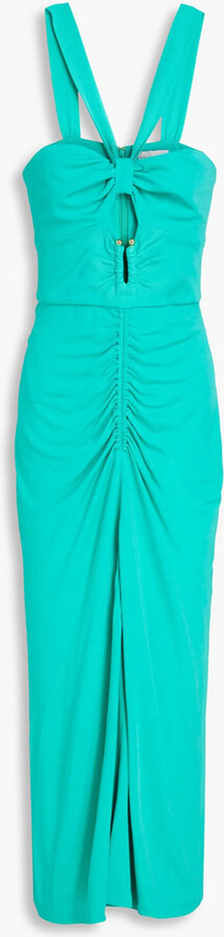 Riccardo ruched cutout jersey midi dress