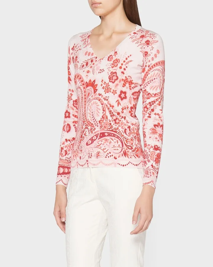 Potpourri Paisley Silk V-Neck Top