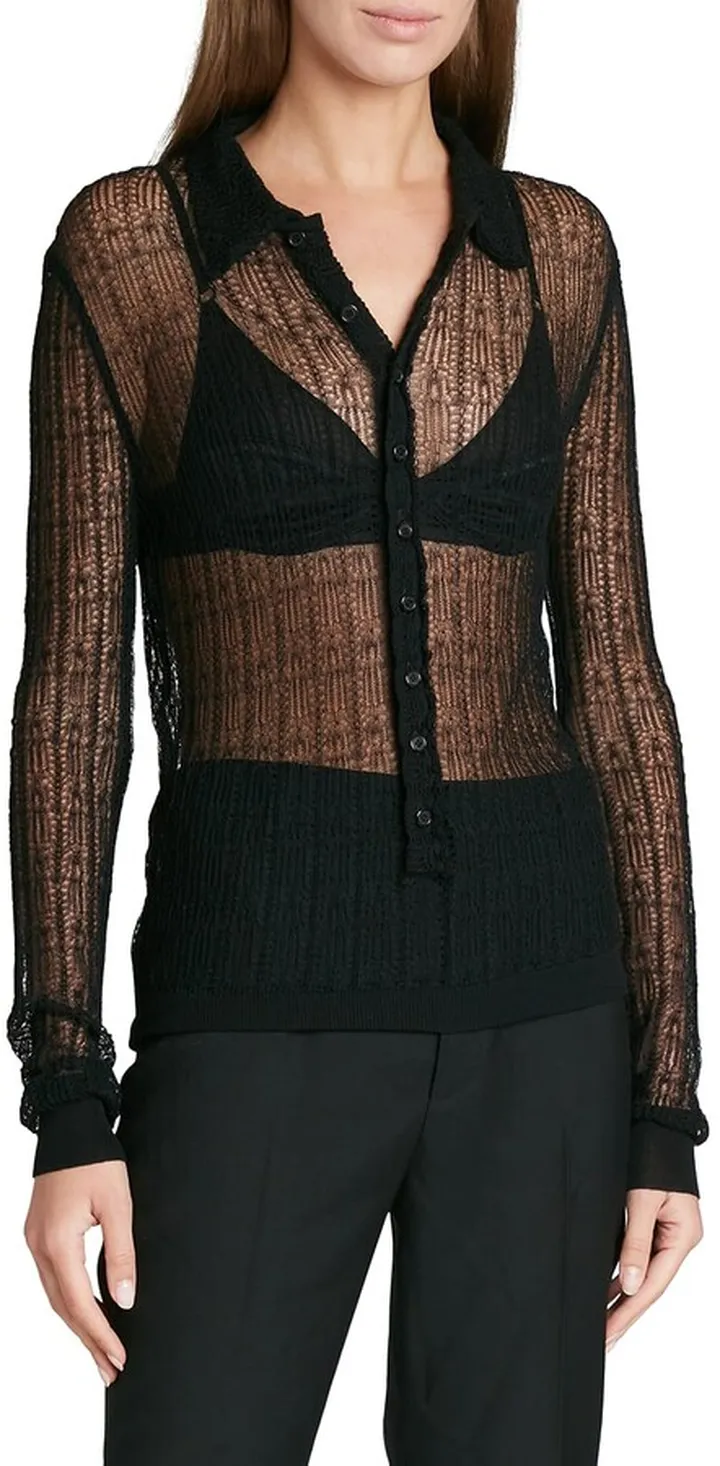 Sheer Knit Polo Shirt