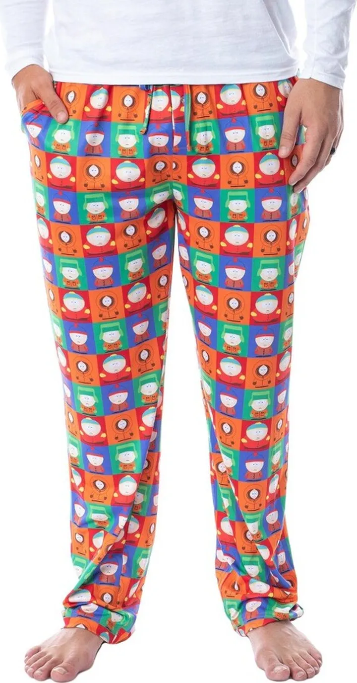 South Park Mens' Square Print Stan Kyle Cartman Kenny Sleep Pajama Pants (4X) Multicoloured