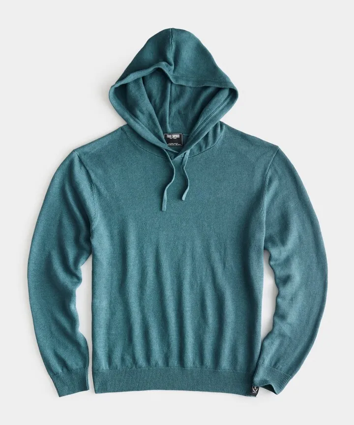 Linen Cotton Popover Hoodie in Soft Spruce