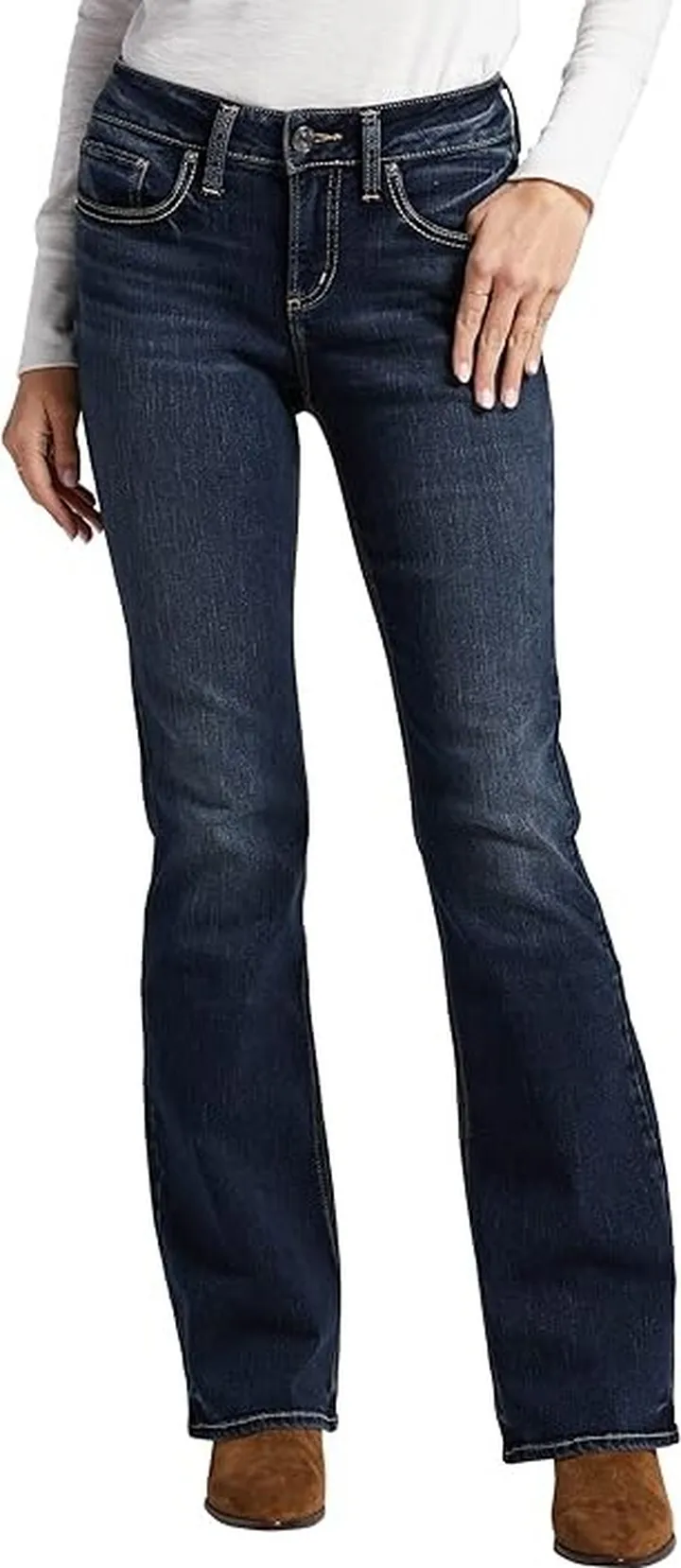 Silver Jeans Co. Suki Mid-Rise Bootcut Jeans L93719EDB462 (Dark Indigo Wash) Women's Jeans