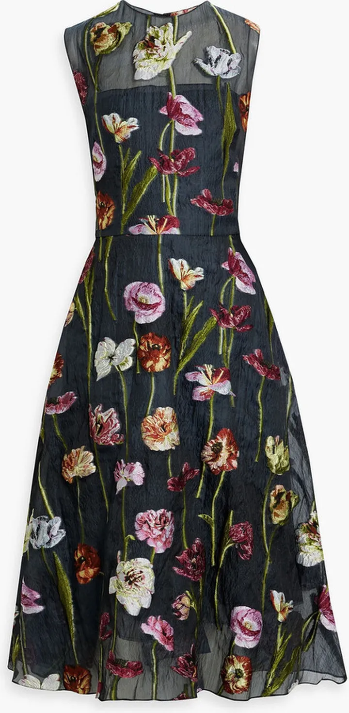 Fil coupé cloqué midi dress