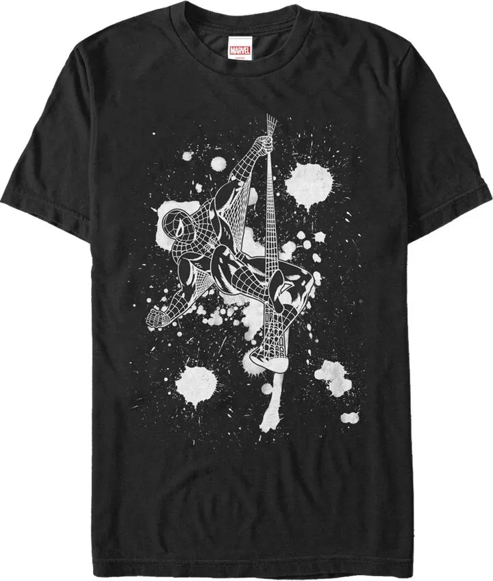 Men's Marvel Spider-Man Paint Splatter Art T-Shirt - Black - Small