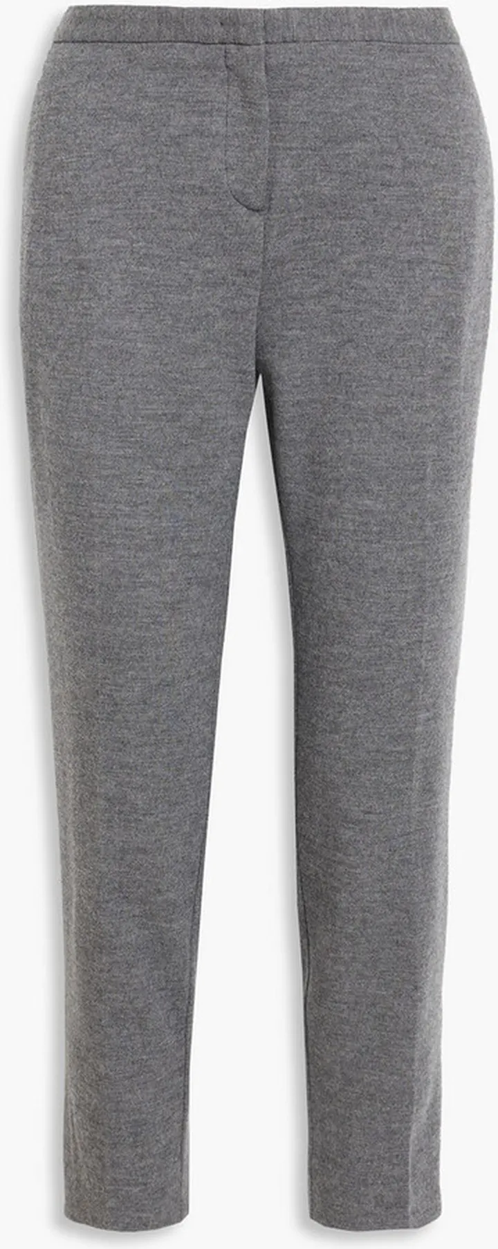 Cropped mélange merino wool straight-leg pants
