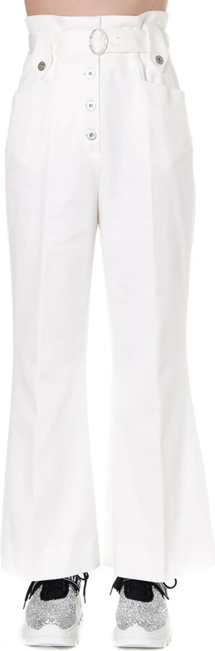 White Cotton Tailored High Waist Pants