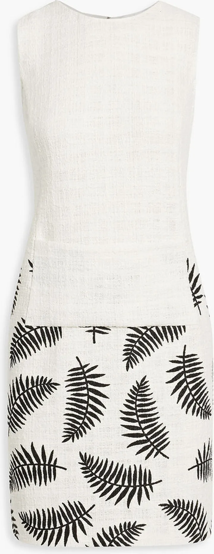 Printed cotton-blend bouclé-tweed mini dress