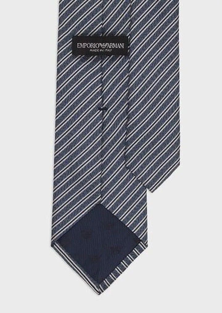 Striped jacquard pure silk tie