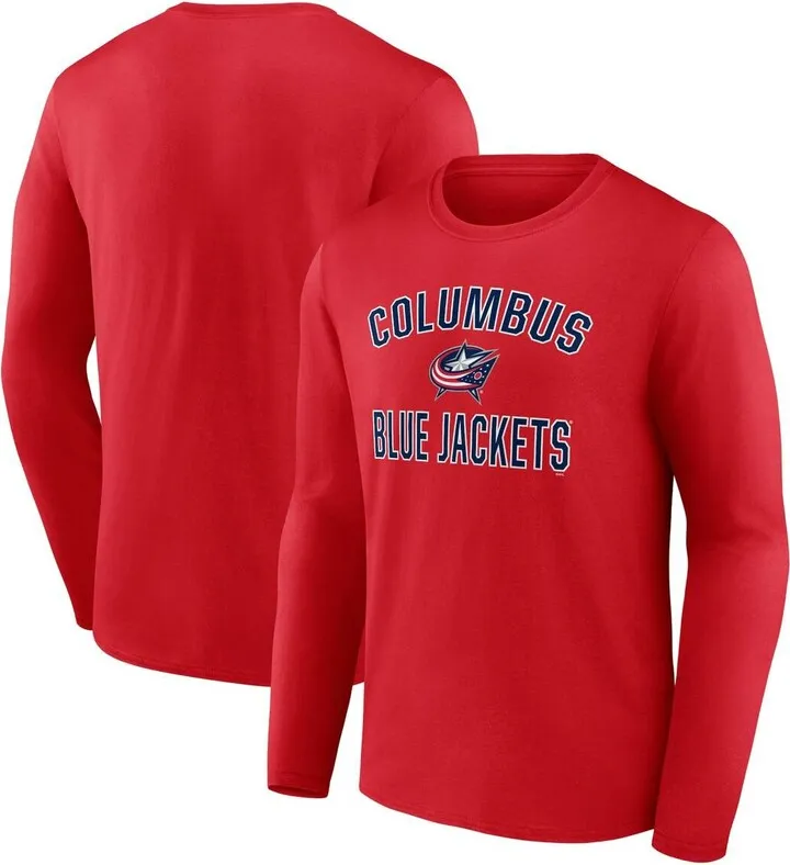 Men's Fanatics Branded Red Columbus Blue Jackets Team Victory Arch Long Sleeve T-shirt