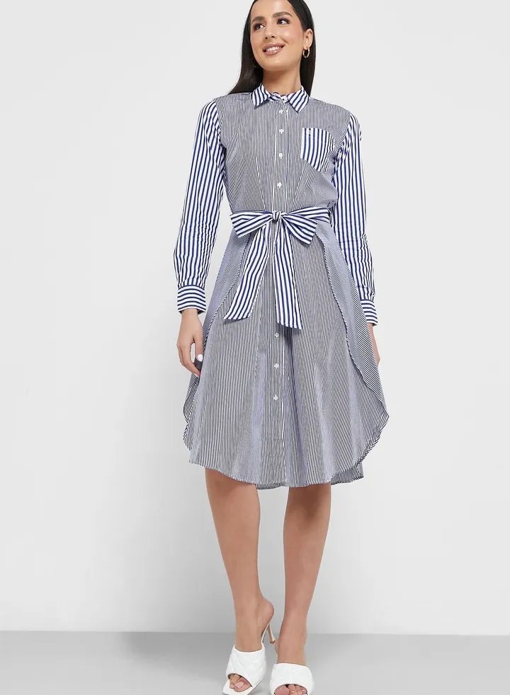 Polo Neck Belted Dress