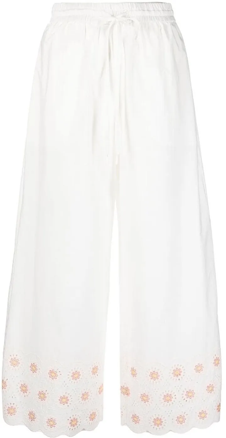 Scallop-Edge High-Waist Trousers