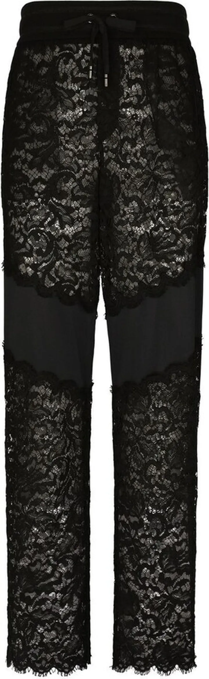 Lace-Trim Straight-Leg Trousers