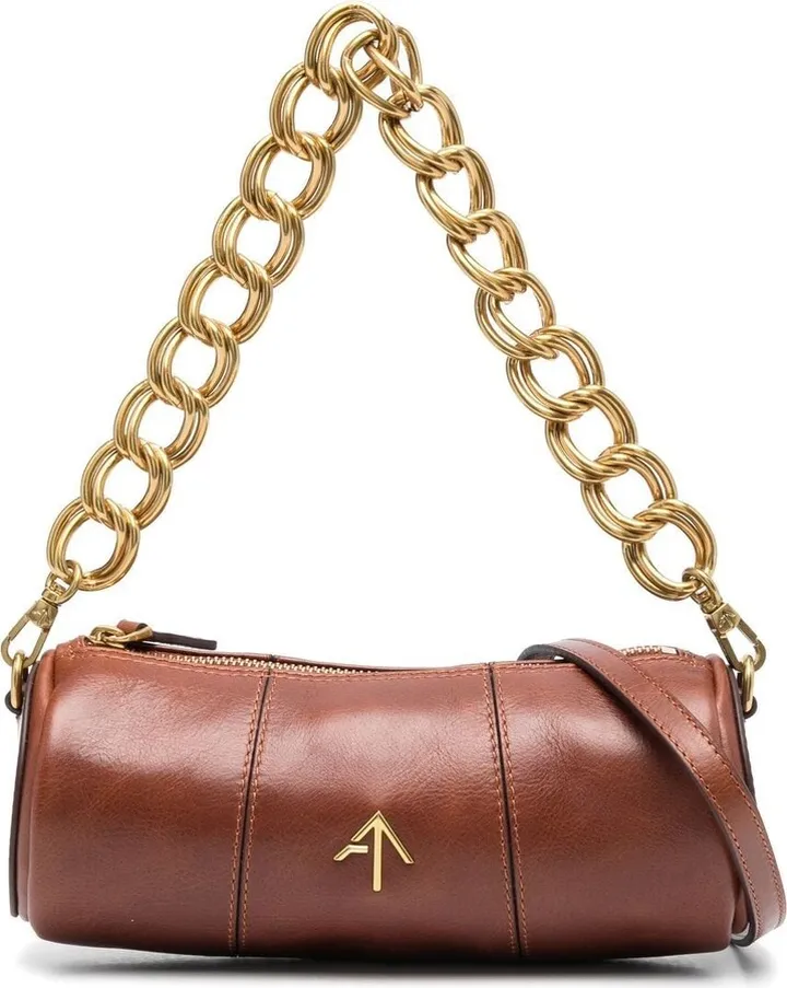 Logo-Plaque Leather Shoulder Bag