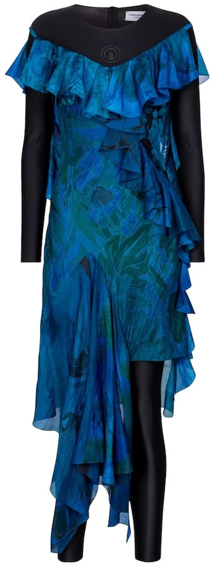 Printed silk and stretch-jersey dress
