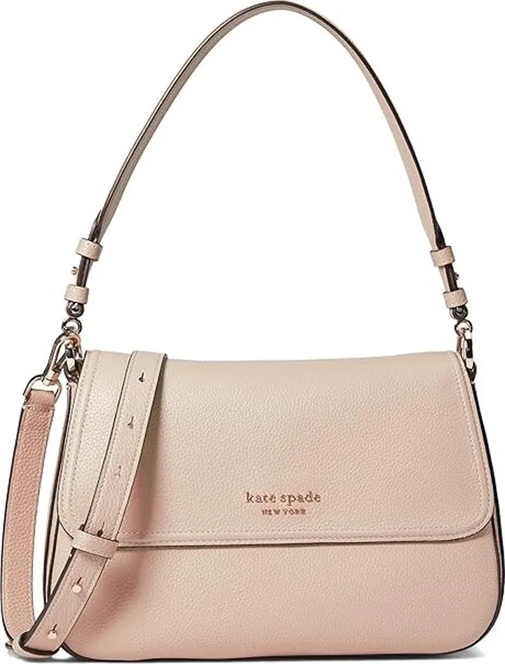 Kate Spade New York New Core Pebble Pebbled Leather Medium Convertible Flap Shoulder Bag (Earthenware) Handbags