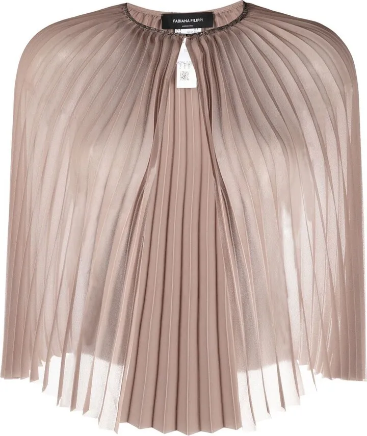 Stud-Detail Pleated Cape